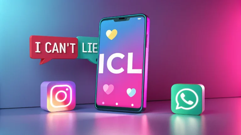 ICL meaning text message slang on smartphone screen with social media apps