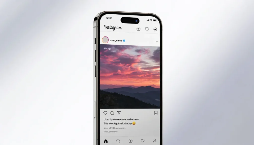 Instagram post example showing GMFU meaning in caption with emojis and hashtags
