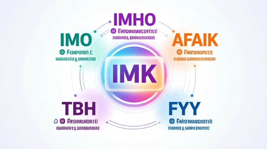 Comparison chart showing IMK versus similar text slang abbreviations