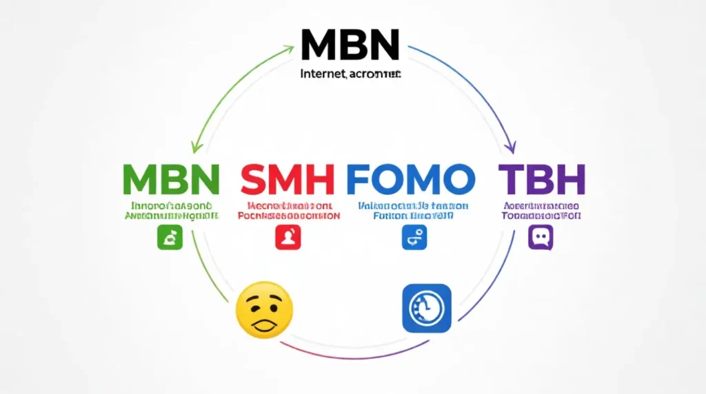 Internet slang comparison chart MBN SMH FOMO meanings and usage