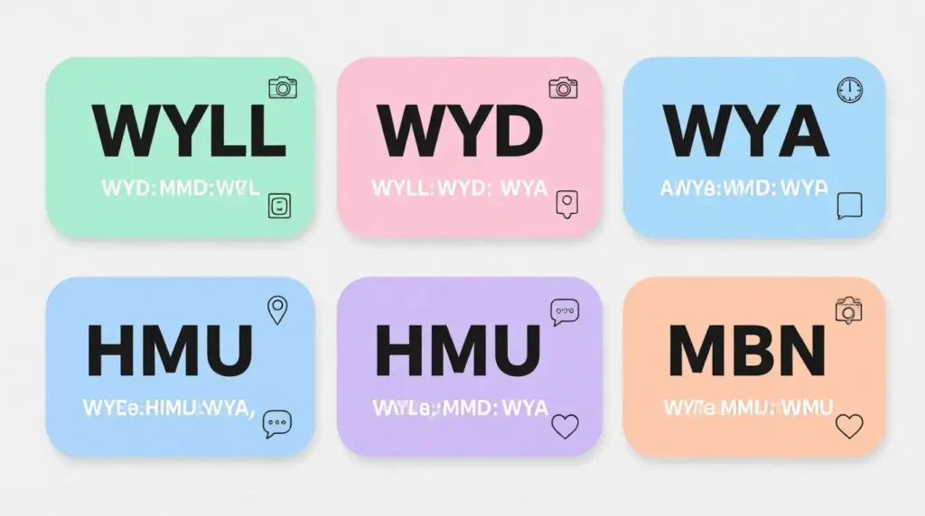 Text slang comparison chart - WYLL WYD WYA and other popular acronyms