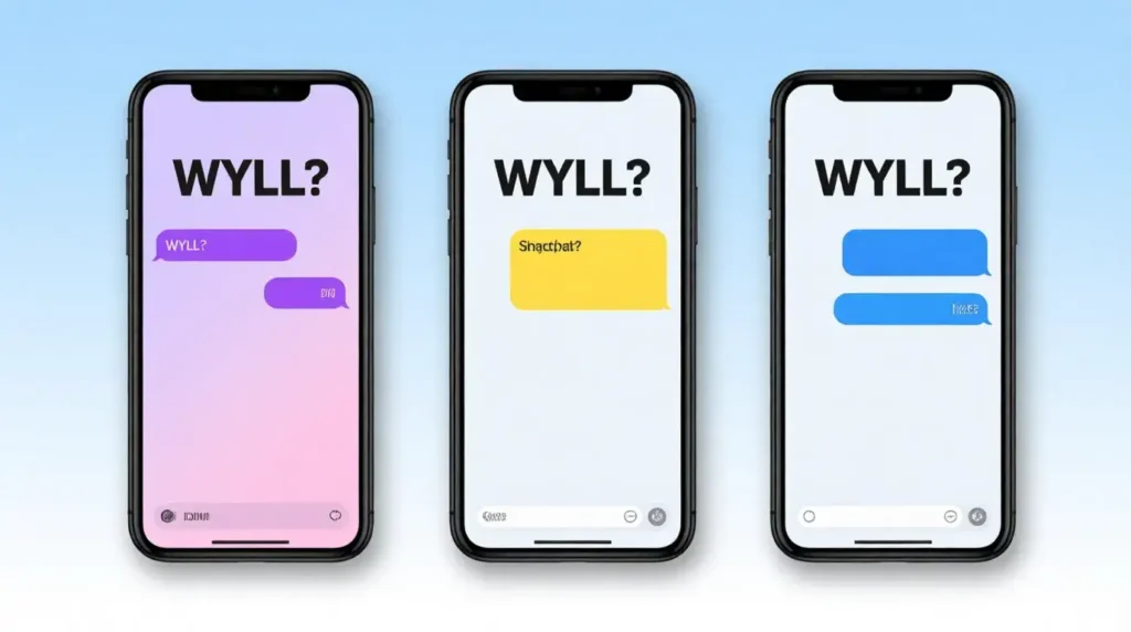 WYLL usage examples across Instagram Snapchat and text messages platforms