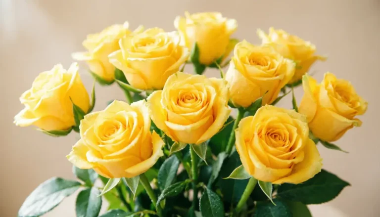 Beautiful yellow roses bouquet symbolizing friendship and joy in bright natural light
