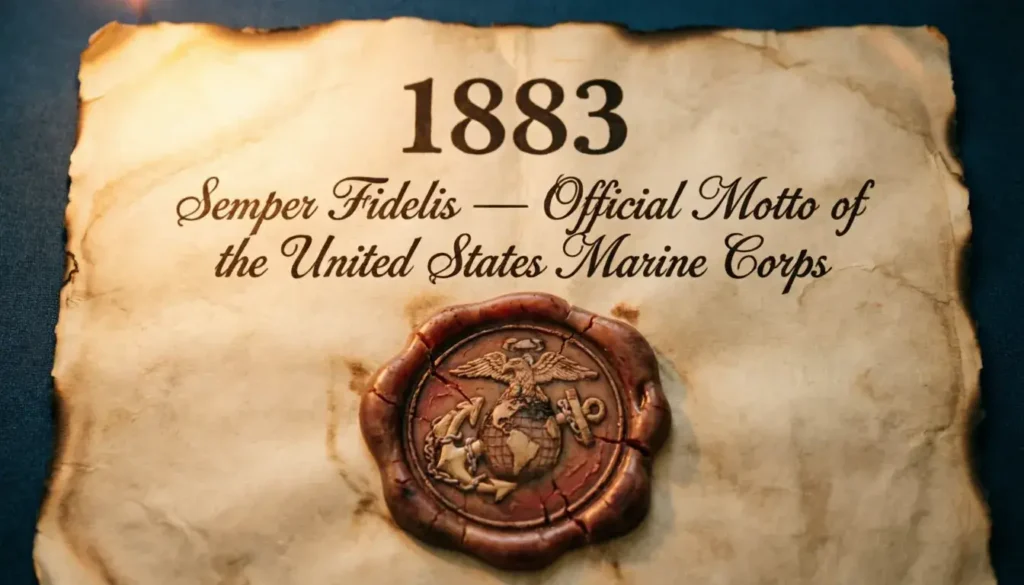 Historical 1883 United States Marine Corps Semper Fidelis motto origin vintage military document
