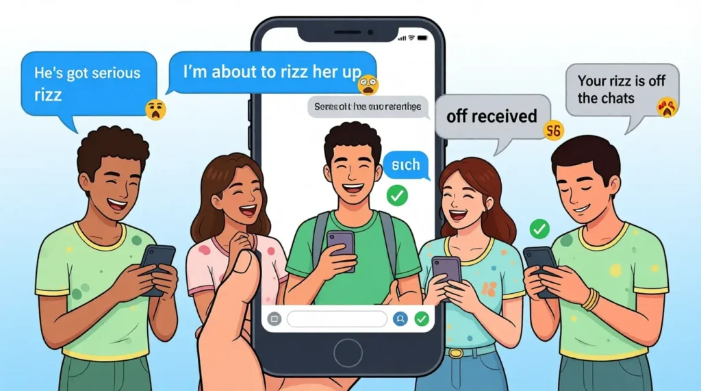 How to use rizz in sentences conversation examples Gen Z slang correct usage guide