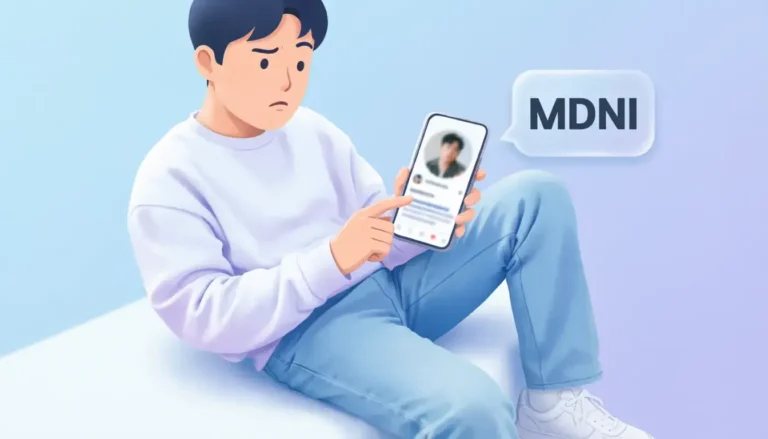 MDNI meaning explained — person looking confused at a social media profile on a smartphone screen
