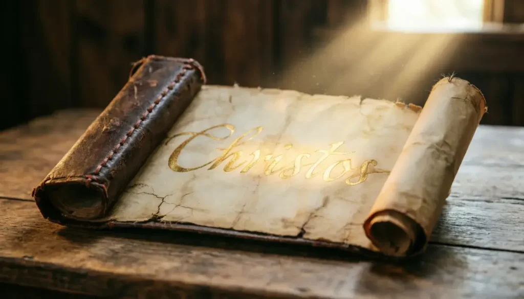 Open ancient Bible showing the New Testament with the word Christ highlighted in the text
