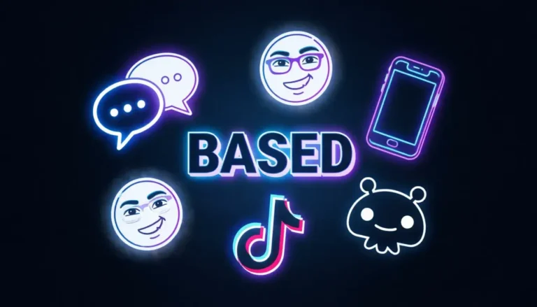 What does based mean — illustrated guide to internet slang with bold typography and digital aesthetics
