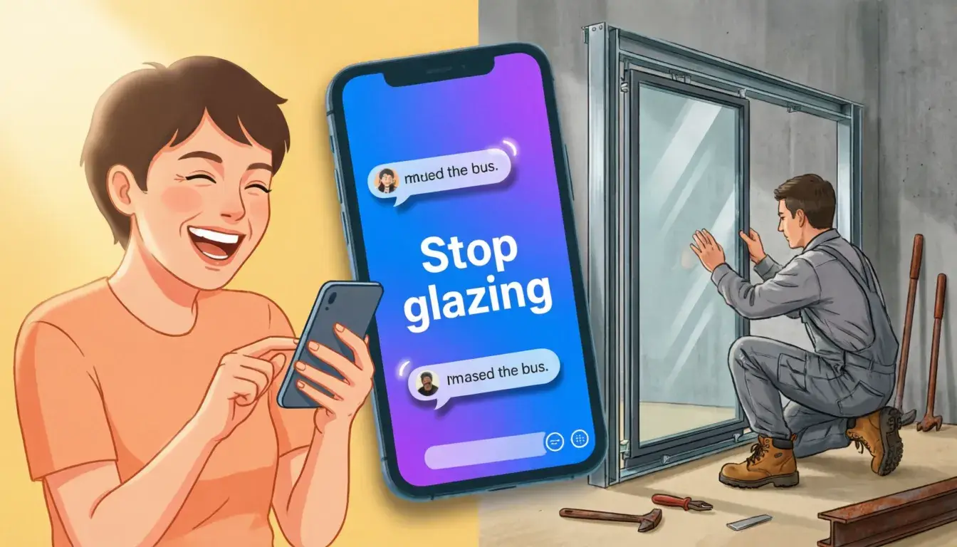 What does glazing mean slang vs construction comparison visual