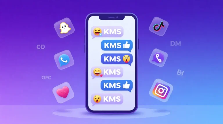 What does KMS mean in text messages and social media slang explained with phone screen examples
