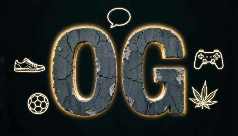 What does OG mean — illustrated guide showing the word OG with slang, gaming, and street culture icons
