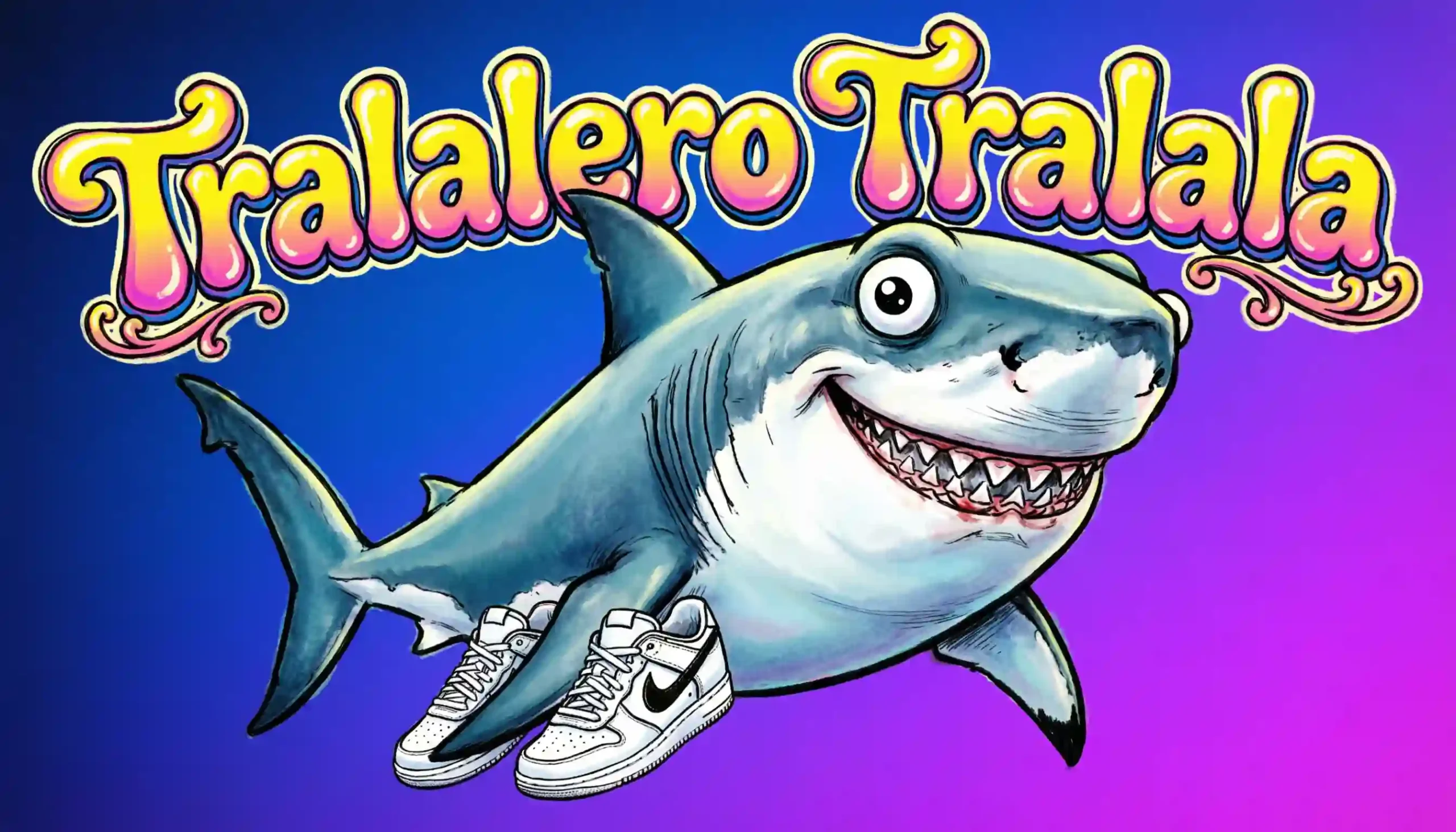 What does Tralalero Tralala mean - Italian Brainrot shark with Nike sneakers meme illustration