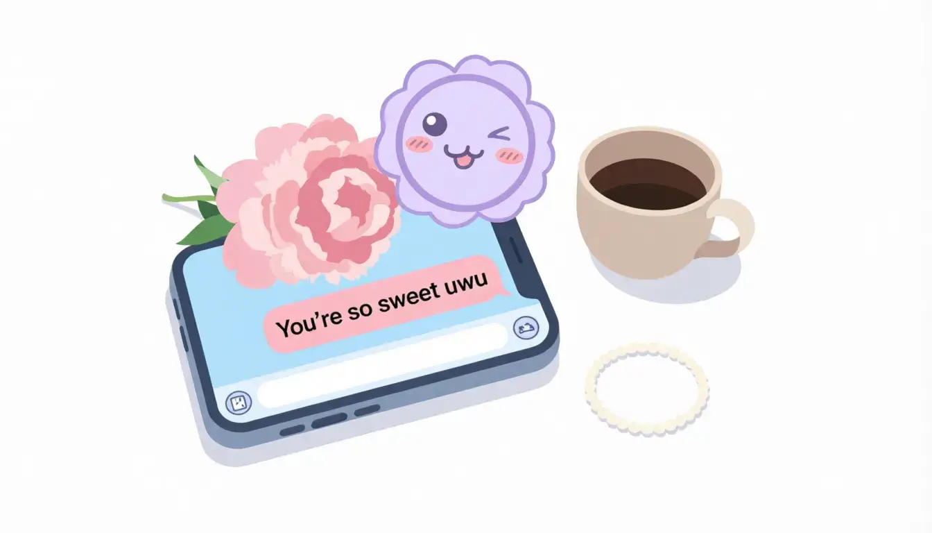 What does uwu mean cute text face example in messaging app